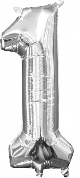 Mini Folienballon Zahl 1 silber 35cm
