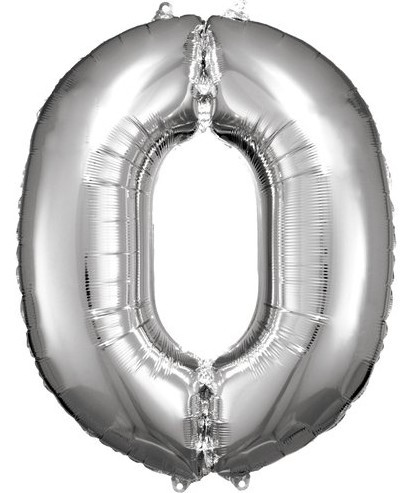 Silberner Zahl 0 Folienballon 86cm