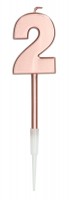 Rosy Blush Zahlenkerze 2 roségold 14cm