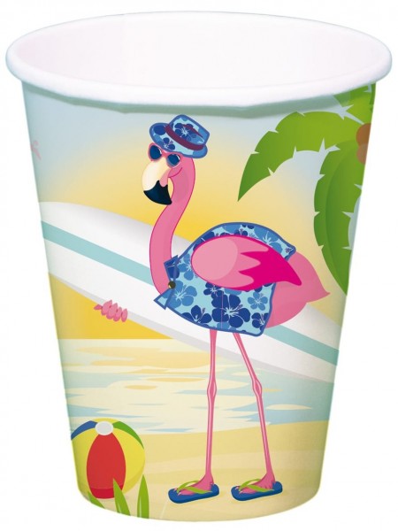 8 Surfer Flamingo Pappbecher 350ml