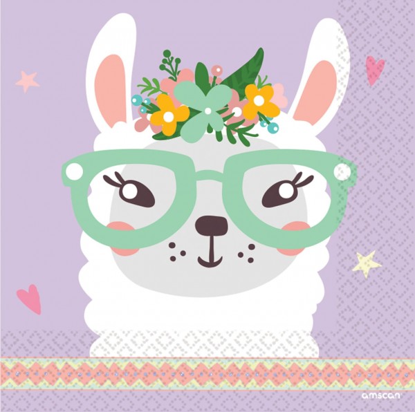 16 Lama Party Servietten 33cm