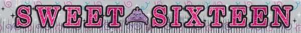 Glitzerndes Sweet Sixteen Banner 3m