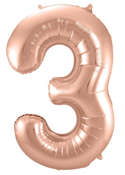 Folienballon Zahl 3 roségold 86cm