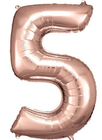 Roségoldener Zahl 5 Folienballon 86cm