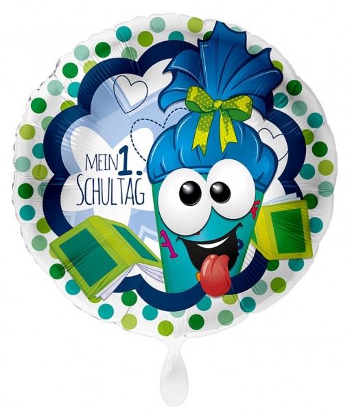 Blauer Folienballon Erster Schultag 43cm