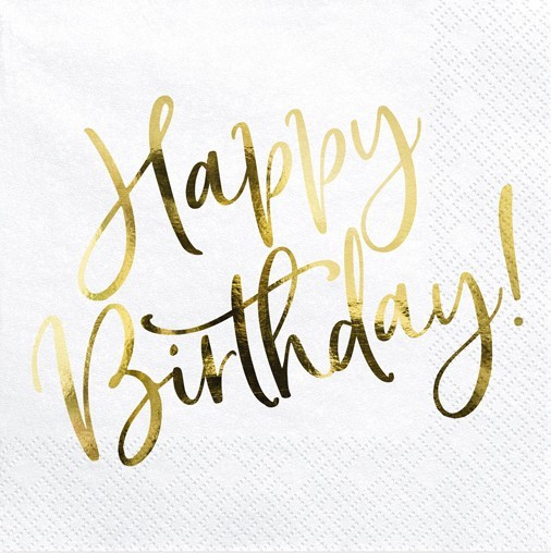 20 Glossy Happy Birthday Servietten 33cm