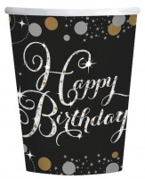 8 Golden Happy Birthday Becher 266ml