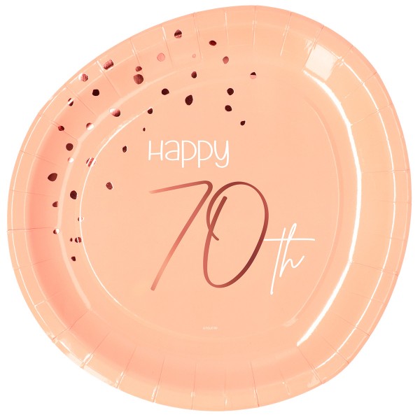 8 Rosy Blush 70th Birthday Pappteller 23cm