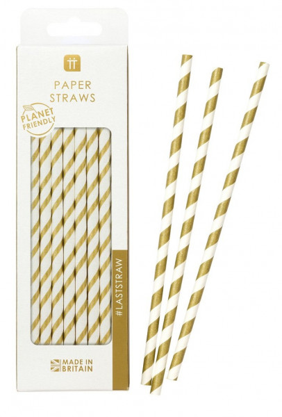 20 Goldene Streifen Strohhalme