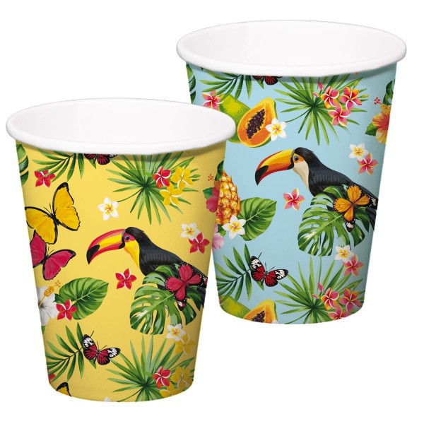 8 Tukan Hawaiiparty Pappbecher 350ml