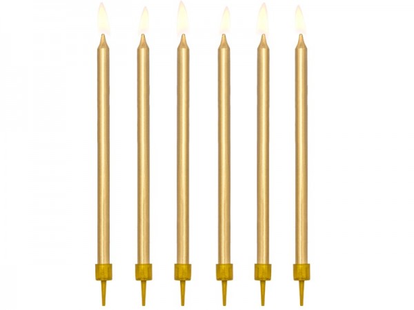12 födelsedagsljus inklusive hållare i guld 12,5cm
