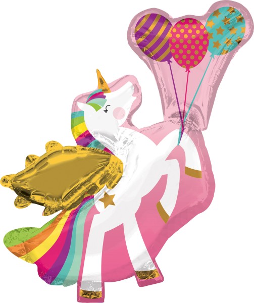Einhorn Folienballon mit Flügel 78 x 86cm