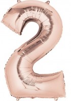 Zahl 2 Folienballon roségold 41cm