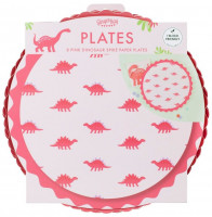 Vorschau: 8 Pink Dino Party Eco Pappteller 25cm