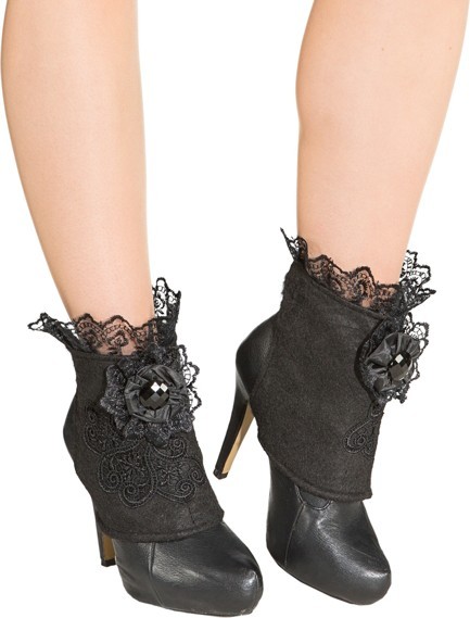 Retro Schuhstulpen Schwarz Mit Spitze