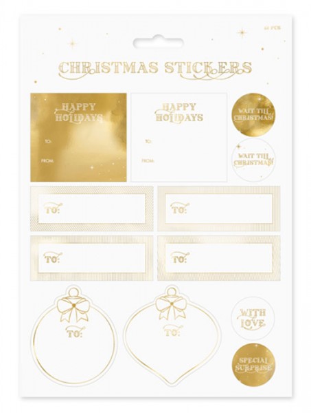 10 Bögen Weihnachtssticker gold