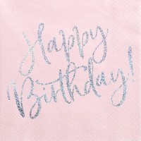 20 Rosa Birthday Servietten 33cm