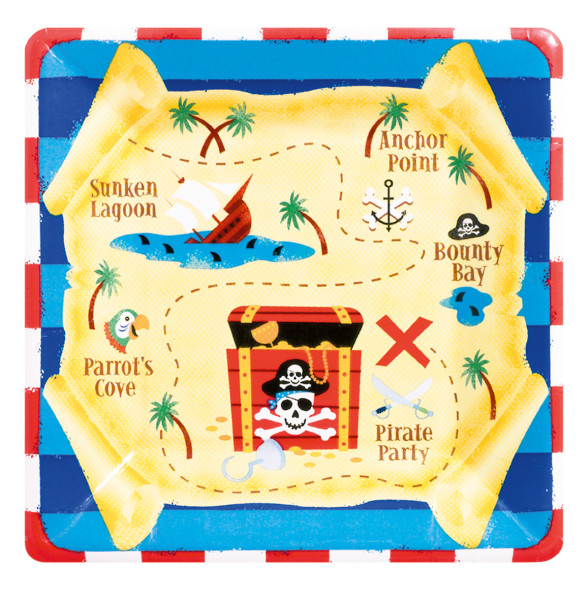 8 Piratenschatz Pappteller 17,7cm