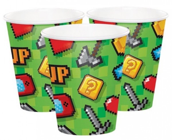 8 Level Up Birthday Pappbecher 266ml