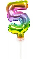 Regenbogen Tortendeko Ballon Zahl 5