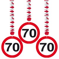 3 Verkehrsschild 70 Spiralhänger 75cm