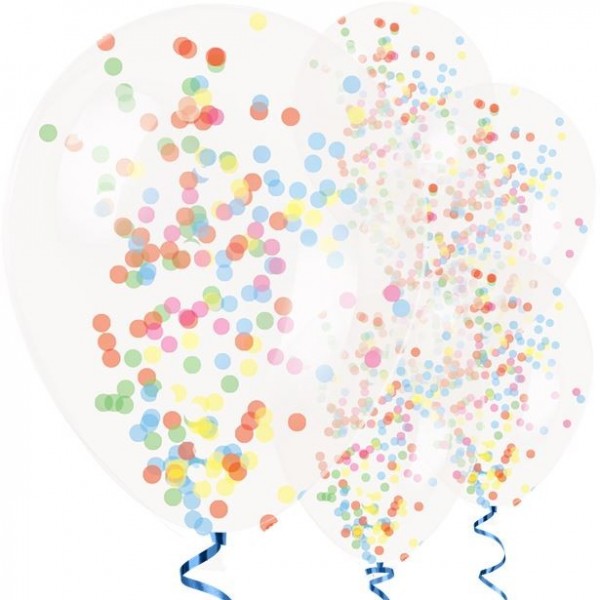 6 Bunte Konfetti Ballons Surprise 28cm