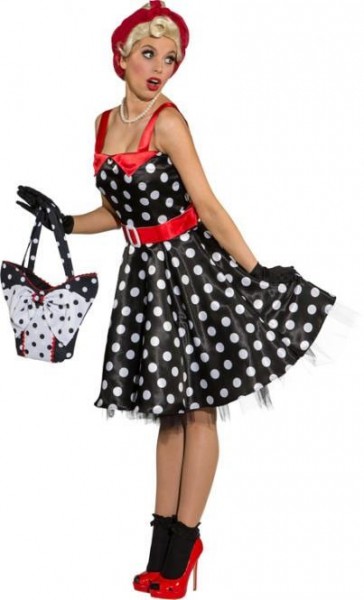 Schwarzes Rock & Roll Pünktchen Kleid