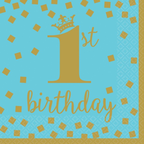 16 Bluestar 1st Birthday Servietten 33cm