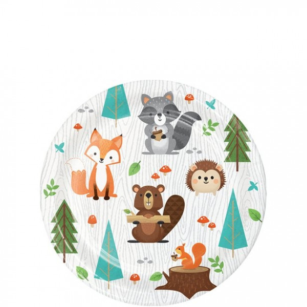 8 Waldtier Pappteller 18cm