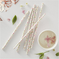 25 Blümchen Trinkhalme aus Papier 19,5cm