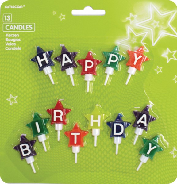 Funkelnde Happy Birthday Sterne Tortenkerze 13 Stück