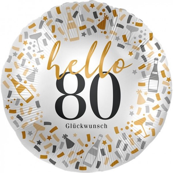 Hello 80 Glückwunsch Folienballon 46cm