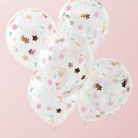 5 Shiny Unicorn Blüten Konfettiballons 30cm