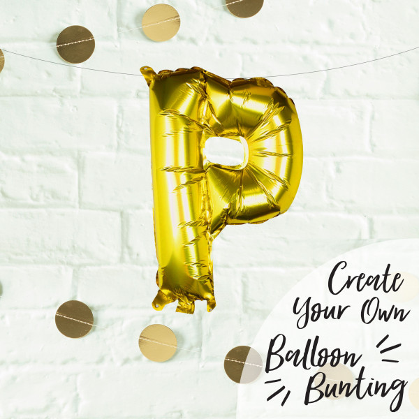Goldener P Buchstaben Folienballon 40cm