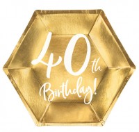6 Glossy 40th Birthday Teller 20x17cm