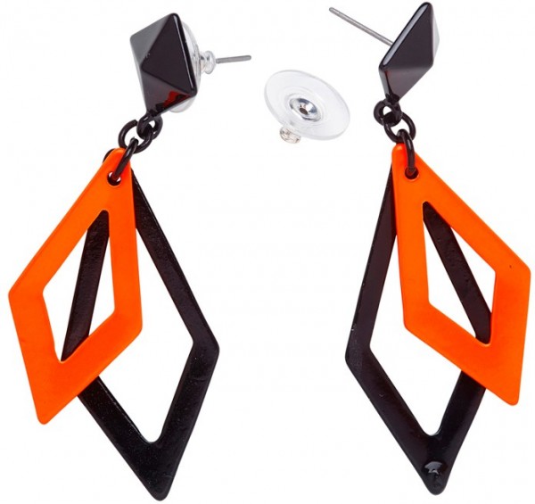 Rauten Neon Ohrringe Schwarz Orange