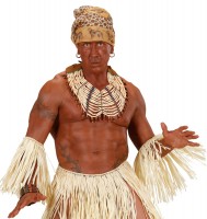 Vorschau: Braun-Beige-Blaues Perlenhalsband