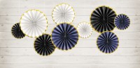 3 Blaue Partynacht Papierrosetten