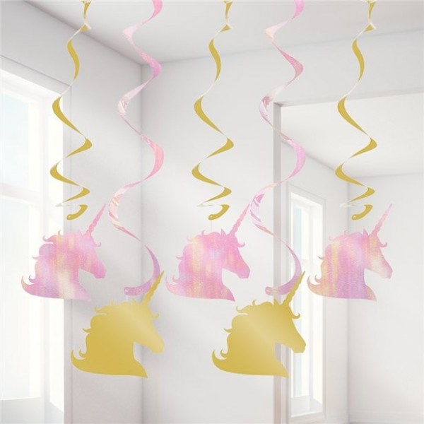 5 Golden Unicorn Spiralhänger