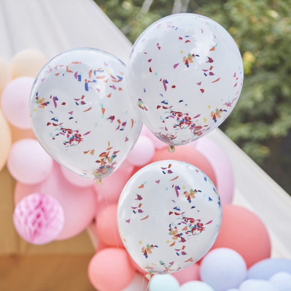 3 Bunte shred Konfetti Ballons 46cm