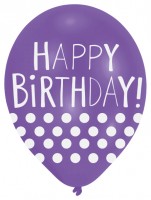 Vorschau: 6 Happy Birthday Ballons mit Punkten 28 cm