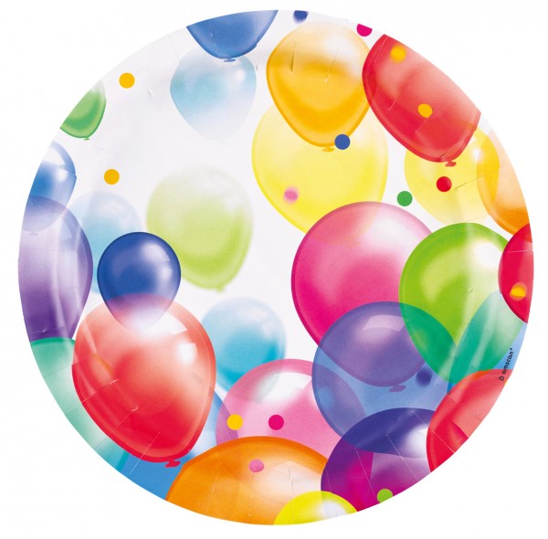 8 Balloon Carnival Pappteller 23cm
