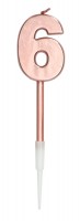 Rosy Blush Zahlenkerze 6 roségold 14cm