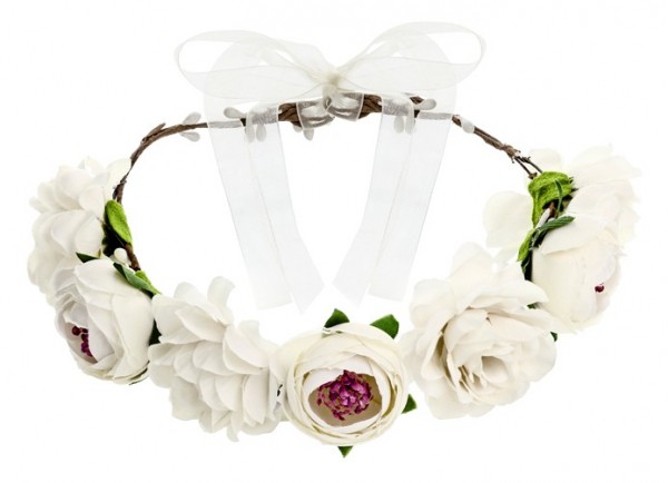 Weißer Frühlingsblumen Haarkranz 17cm
