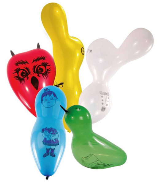 10 bunte Figurenballons bedruckt