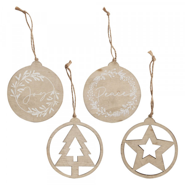 Baumschmuck aus Holz 4-teilig