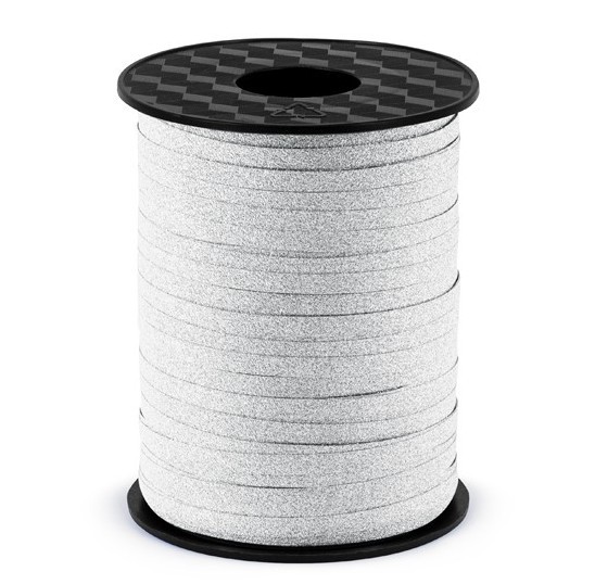 225m Glitzer Geschenkband in Silber