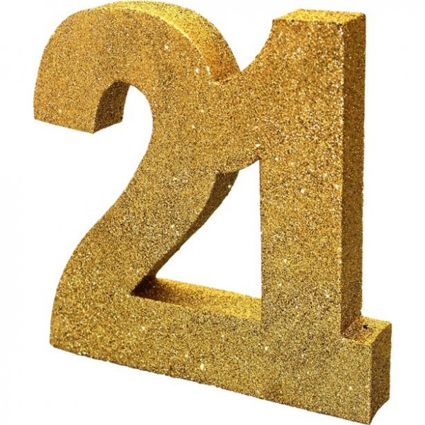 Goldene Zahl 21 Tischdeko 20cm