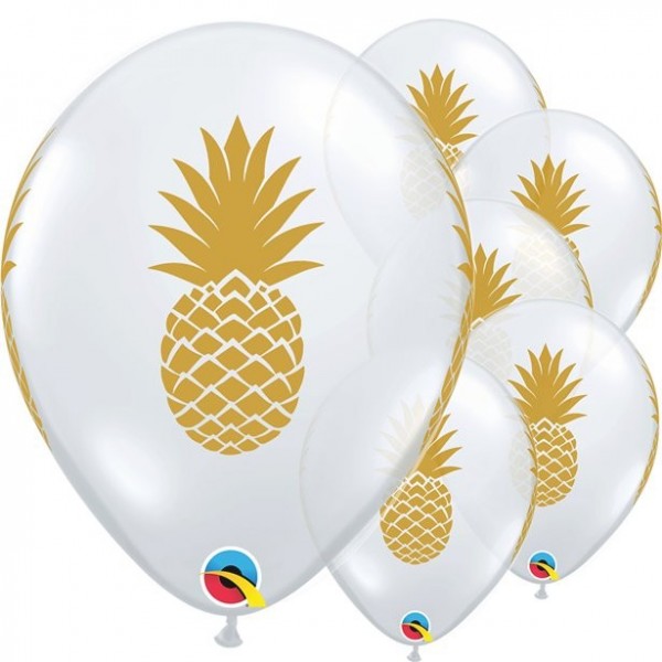25 goldene Ananas Latexballons 28cm
