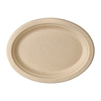 50 Ovale Zuckerrohr Teller natur 26 x 20cm